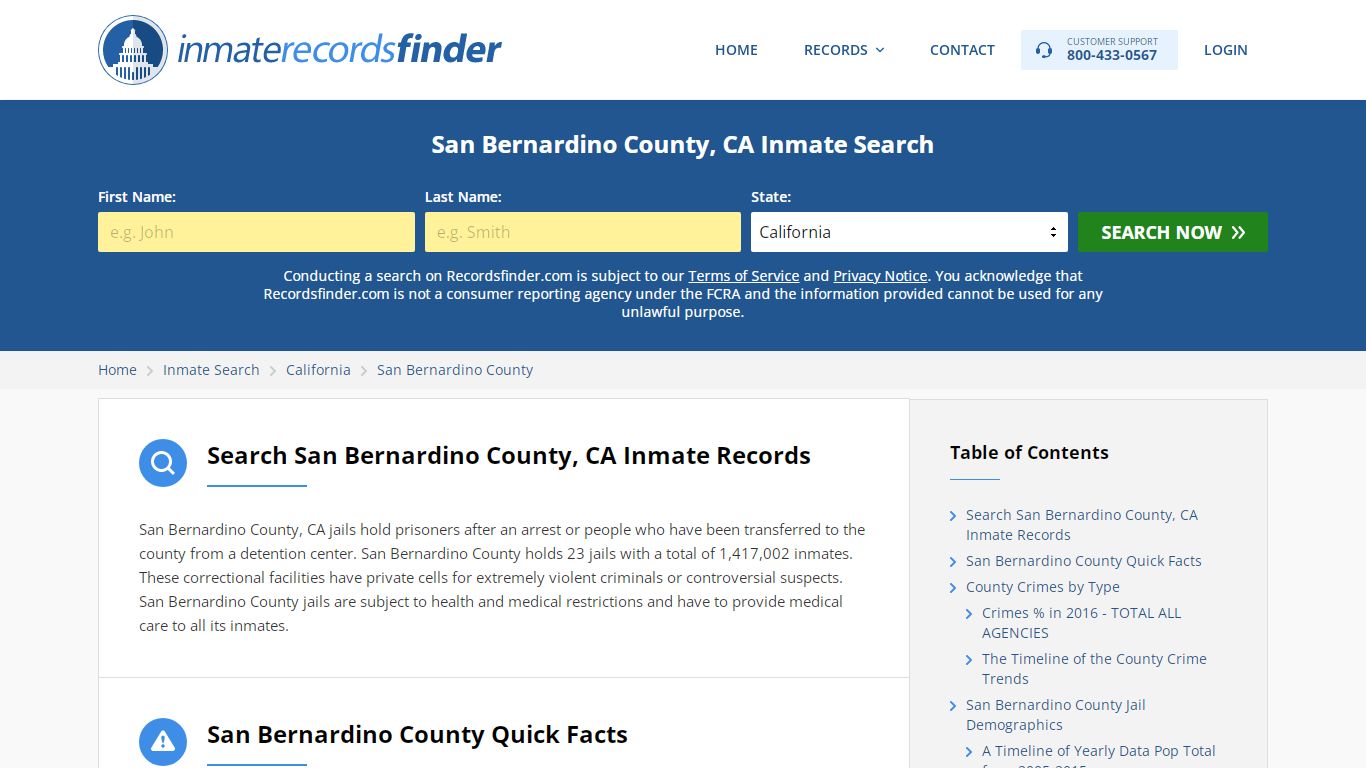 San Bernardino County, CA Inmate Search - RecordsFinder
